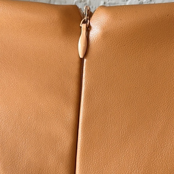 NWOT NSR Sammy Faux Leather Short Puff Sleeve Minidress In Camel Size Medium - Picture 5 of 13